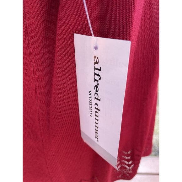 Alfred Dunner Womens Red Knit Top 1X With Lace Accents & Short Sleeves - Picture 5 of 9